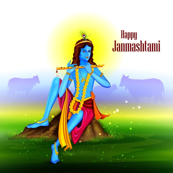 Felice sfondo Krishna Janmashtami — Vettoriale Stock