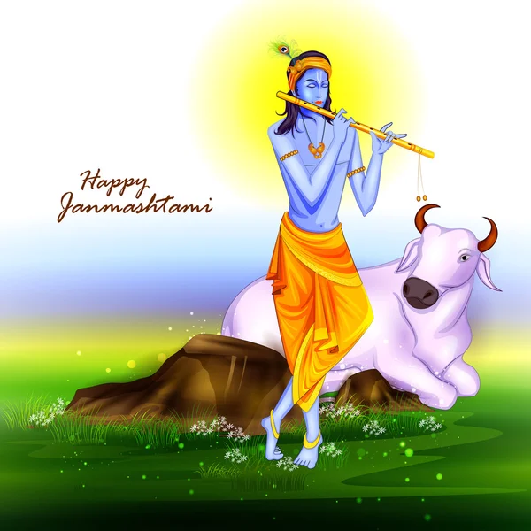 Happy Krishna Janmashtami background — Stock Vector