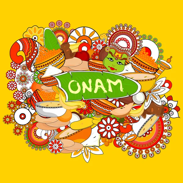 Joyeuses vacances Onam pour le fond du festival Inde du Sud — Image vectorielle