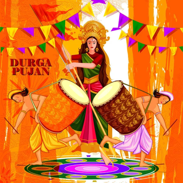 Feliz Durga Puja India festival fondo de vacaciones — Vector de stock