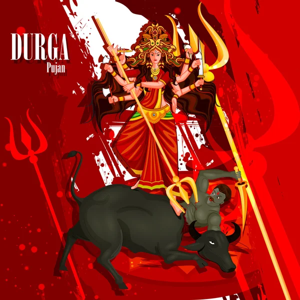 Glücklich Durga Puja Indien Festival Feiertag Hintergrund — Stockvektor