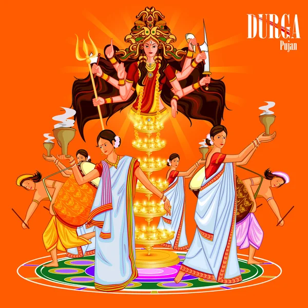 Happy Durga Puja Indie festiwal tło wakacje — Wektor stockowy