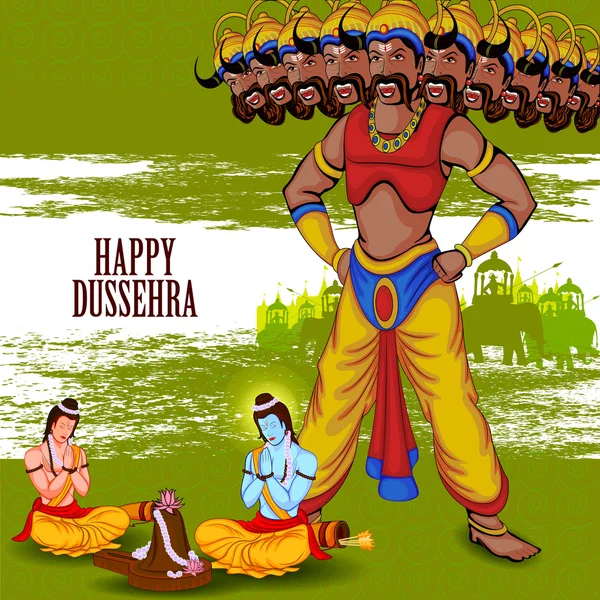 Feliz Dussehra fondo mostrando festival de la India — Vector de stock