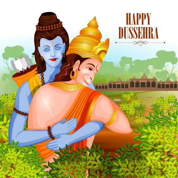 Happy Dussehra pozadí zobrazeno festival Indie — Stockový vektor