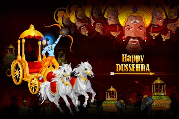 Festival Hindistan gösterilen mutlu Dussehra arka plan — Stok Vektör