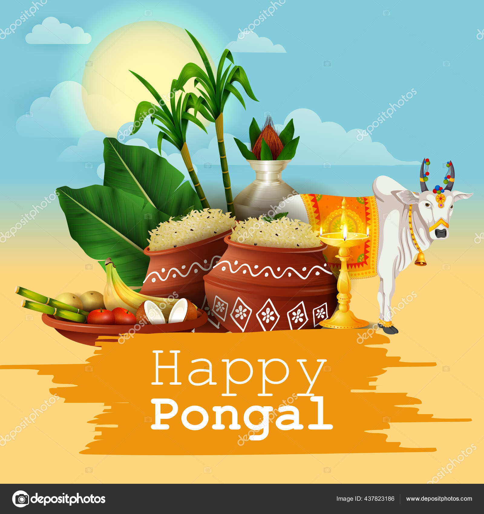 Happy Pongal festival of Tamil Nadu India background Stock Vector Image by  ©snapgalleria #437823186