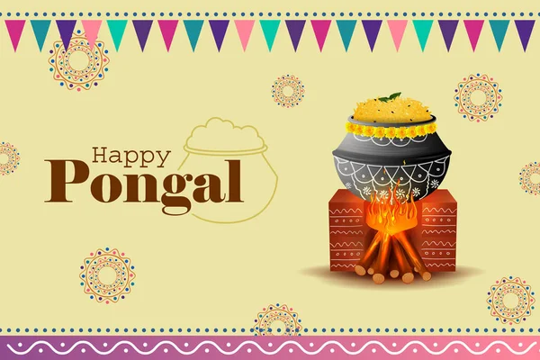 Happy Pongal Festival von Tamil Nadu Indien Hintergrund — Stockvektor