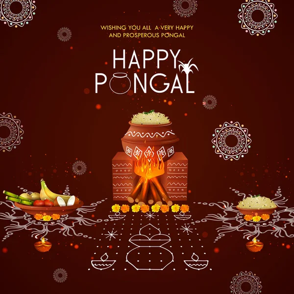 Happy Pongal festival de Tamil Nadu India background — Vector de stoc