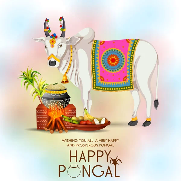Joyeuse fête de Pongal de fond Tamil Nadu Inde — Image vectorielle