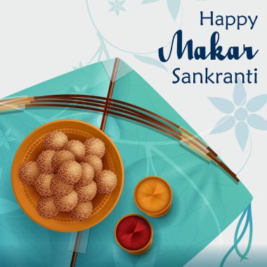 Mutlu Makar Sankranti arka planı renkli uçurtmayla