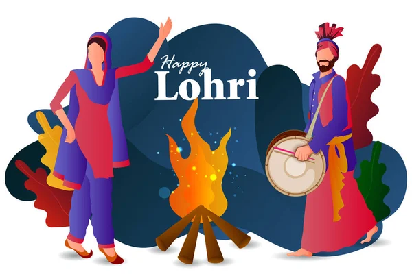Glad Lohri festival av Punjab Indien bakgrund — Stock vektor