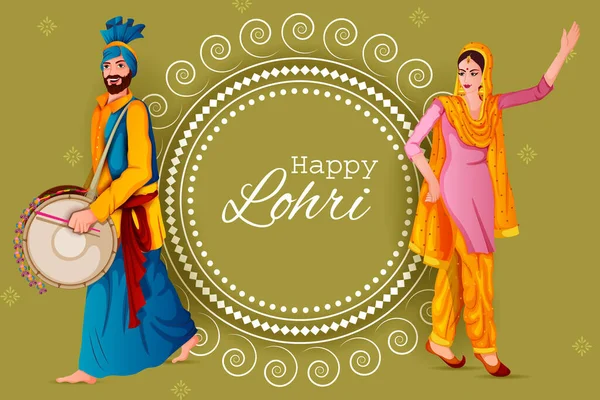 Happy Lohri fesztivál Punjab India háttér — Stock Vector