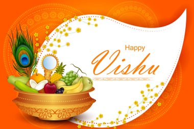 Vishu Hint Festivali 'nin vektör illüstrasyonu Güney Hindistan' da kutlandı
