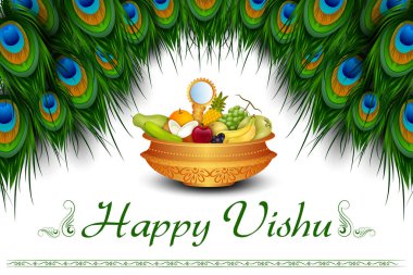 Vishu Hint Festivali 'nin vektör illüstrasyonu Güney Hindistan' da kutlandı