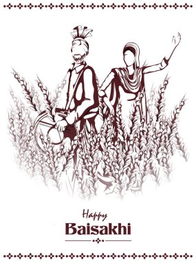 Punjabi festivali Vaisakhi arka planının vektör illüstrasyonu