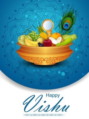 Güney Hindistan 'da kutlanan Hindu Vishu festivalinin temel vektör illüstrasyonu
