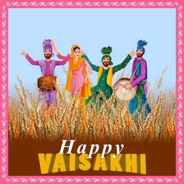 Punjabi festivali Vaisakhi arka planının vektör illüstrasyonu
