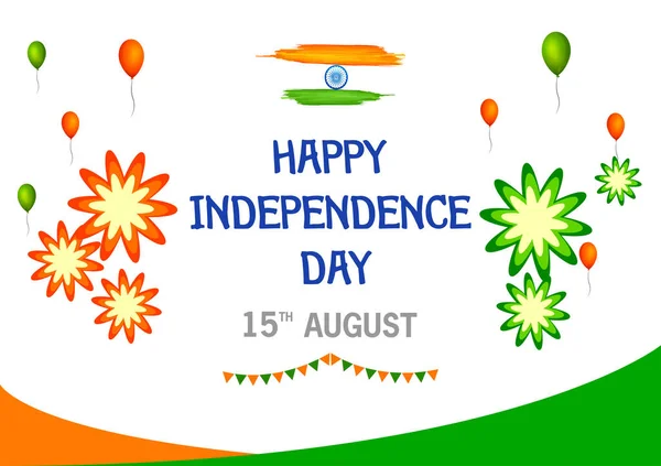 Illustrazione della bandiera indiana su sfondo Happy Independence Day of India — Vettoriale Stock