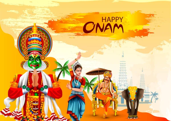 Feliz fiesta de Onam para el fondo del festival del sur de India — Archivo Imágenes Vectoriales