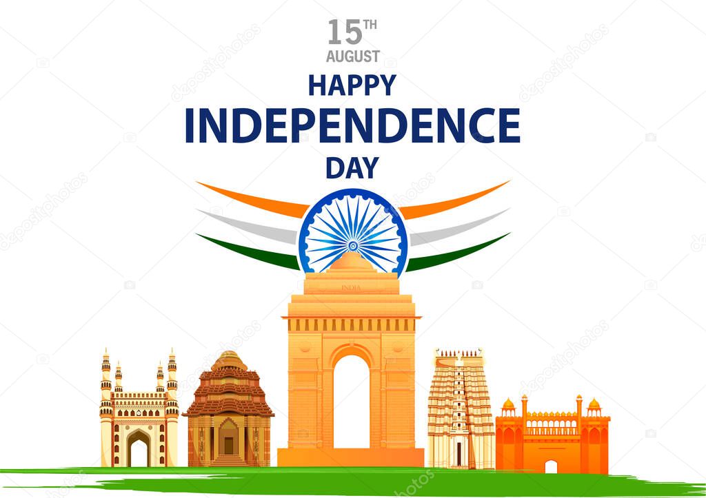 illustration of Indian Flag on Happy Independence Day of India background