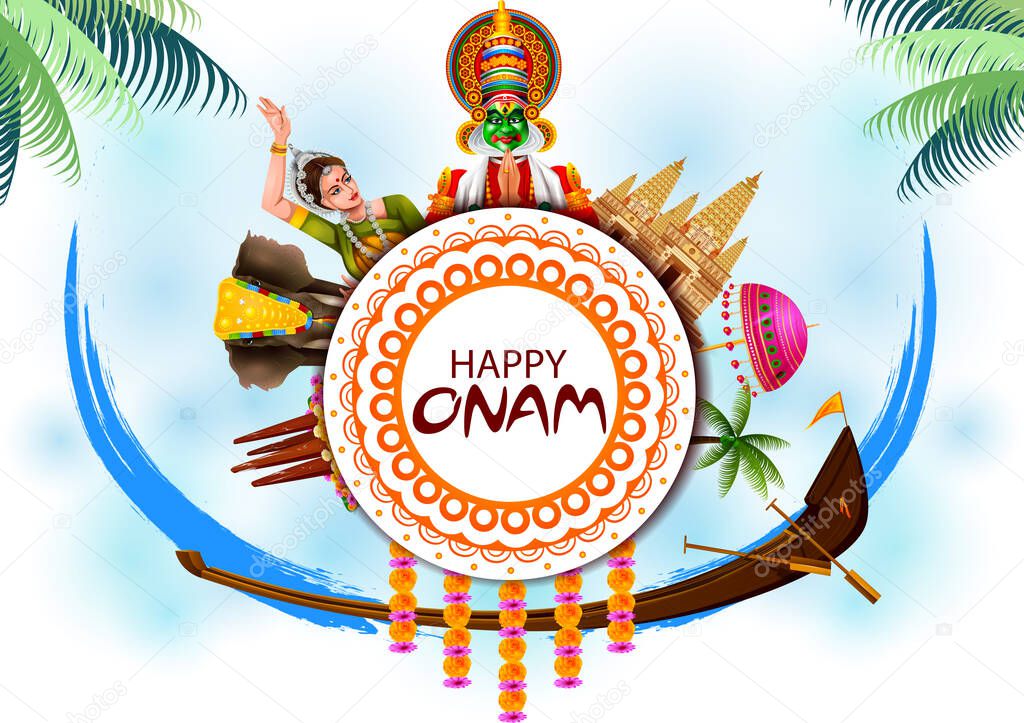 Happy Onam holiday for South India festival background