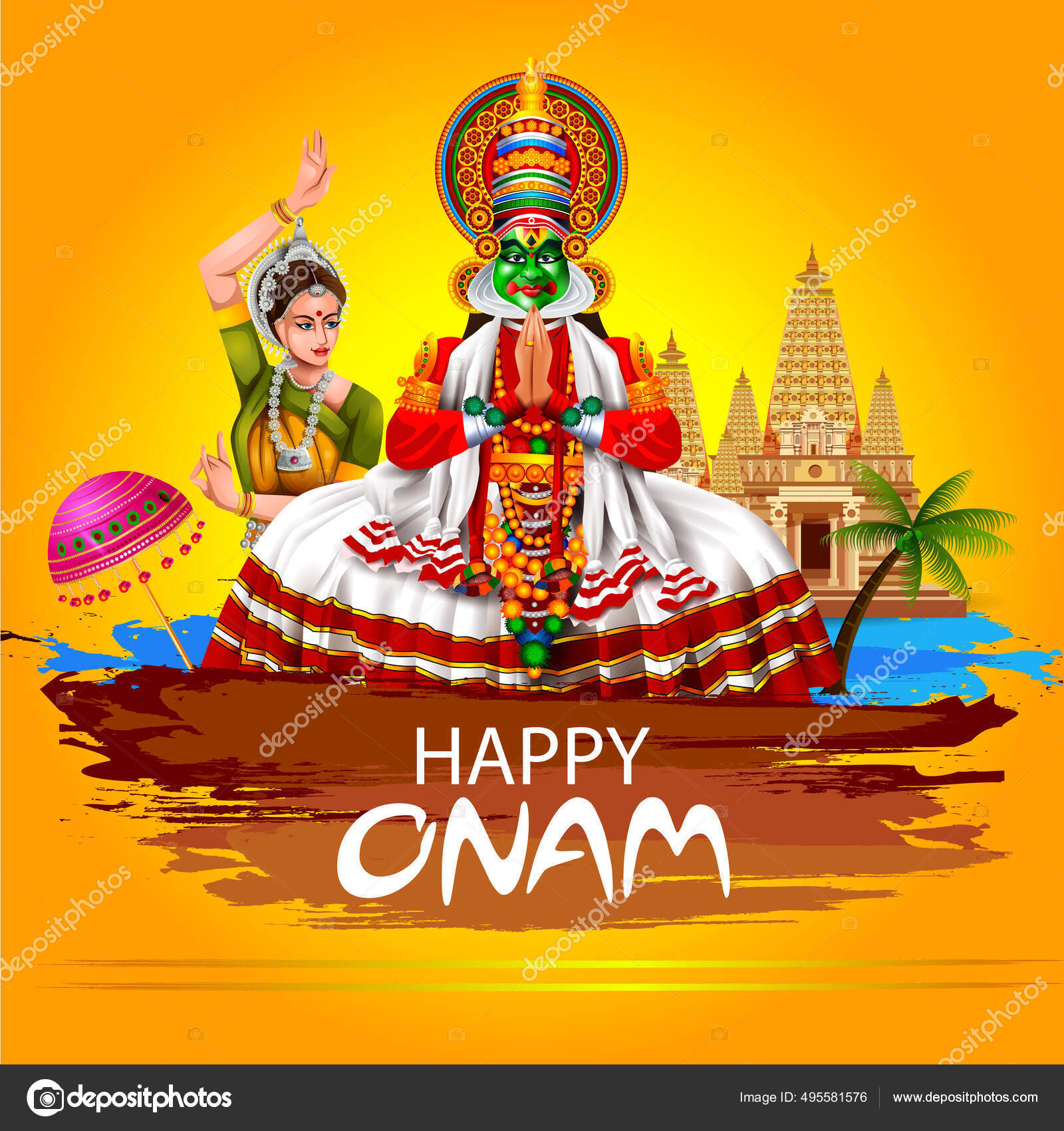 Happy Onam holiday for South India festival background Stock Vector Image  by ©snapgalleria #495581576