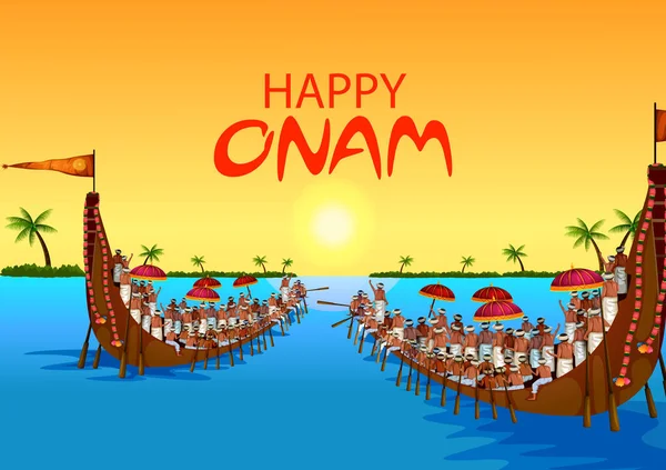 Feliz feriado Onam para o fundo do festival do Sul da Índia — Vetor de Stock