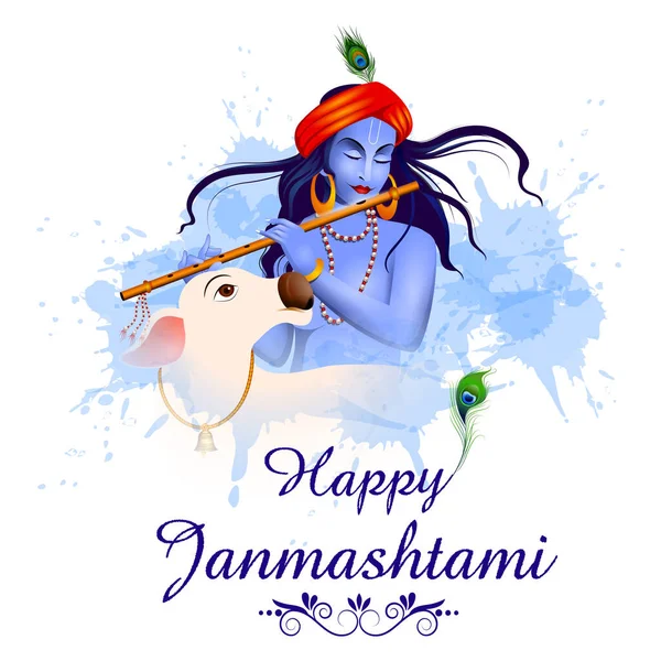 Feliz Krishna Janmashtami Fondo de celebración del festival indio — Vector de stock