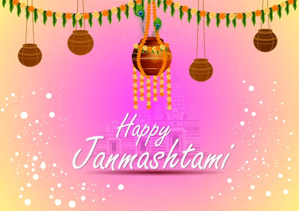 Felice Krishna Janmashtami Indiano festival celebrazione sfondo — Vettoriale Stock
