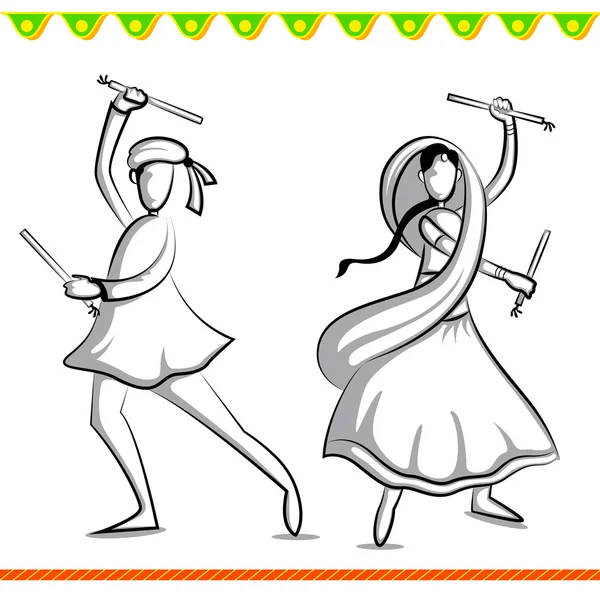 Gente haciendo Dandiya — Vector de stock