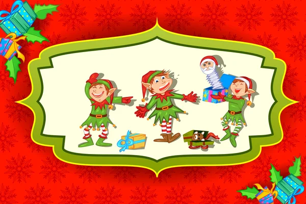 Elfo di Natale con regalo — Vettoriale Stock
