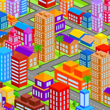 İzometrik gökdelen şehir