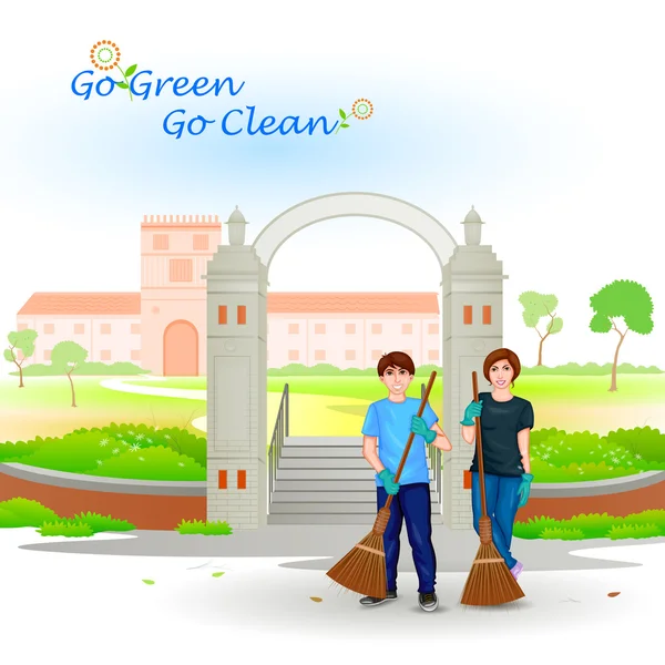 Groene Go schoon gaan — Stockvector
