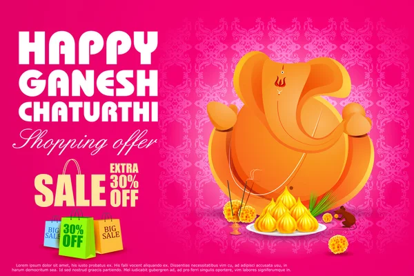 Ganesha Señor para Ganesh Chaturthi Oferta de venta — Vector de stock
