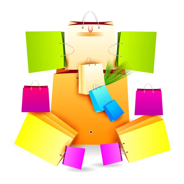 Λόρδου Ganesha τσάντα για ψώνια — Διανυσματικό Αρχείο