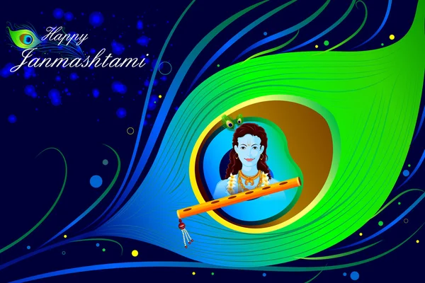 Feliz Krishna Janmashtami — Vector de stock