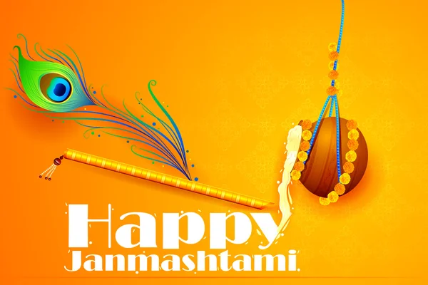 Gelukkig Krishna Janmashtami — Stockvector