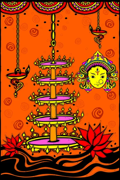 A happy dussehra durga istennő — Stock Vector