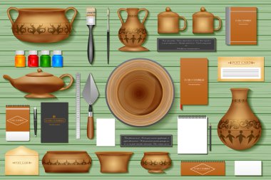 Kimlik marka mockup çanak çömlek için