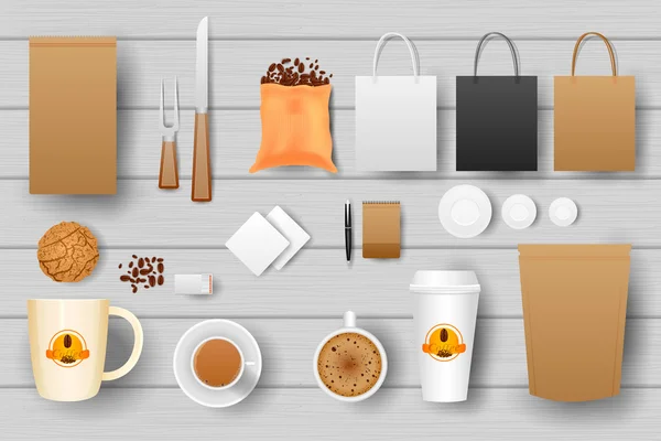 Identidade marca mockup para café —  Vetores de Stock