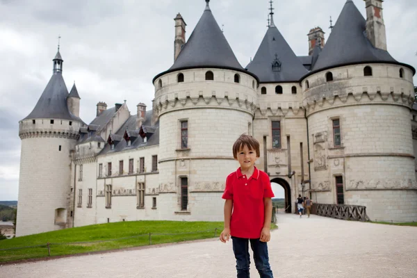 Retrato de uma criança em frente ao castelo de Chaumont — Fotografia de Stock