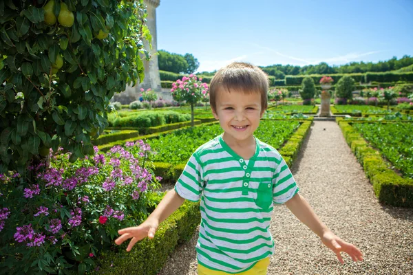 Schattig kind, in de tuinen voor de Villandry kasteel op L — Stockfoto