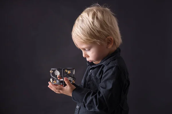 Little Toddler Child Boy Praying Child Praying Isolated Background — Stock Photo, Image