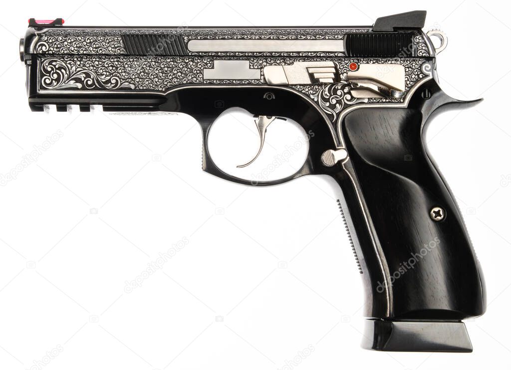 Gun from a personal collection on a white background, isolated 