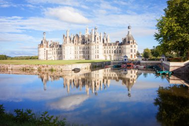 Chateau de Chambord, Kraliyet Ortaçağ Fransız Kalesi ile reflectio
