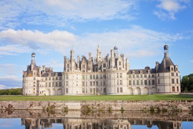 Chateau de Chambord, royal medieval french castle with reflectio clipart