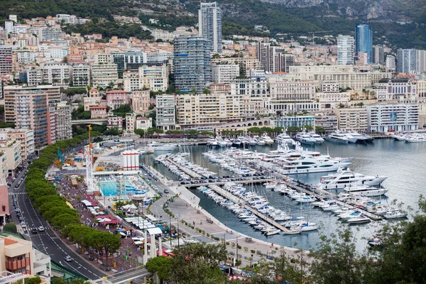 Mónaco vista del puerto desde el pueblo de Mónaco — Foto de Stock
