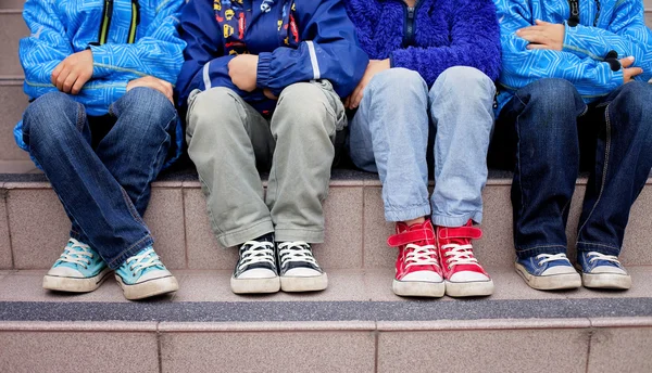 Sneakers on a kids feet — Stock Photo, Image