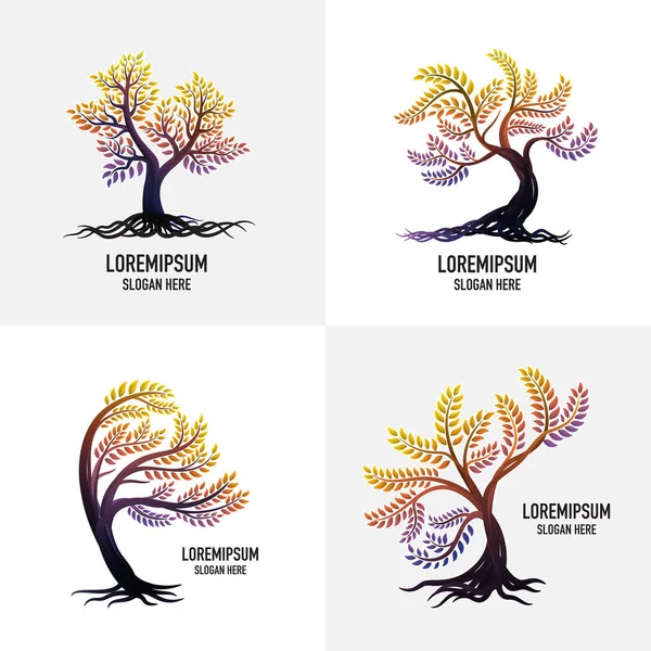 Soyut Ağaç Logosu Çizim Vektörü Ağaç Logosu Şablonu — Stok Vektör