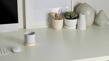 Bilgisayar aygıtı ile çalışma görünümünü kapat, çerçeve, dekorasyon ve kopyalama alanı